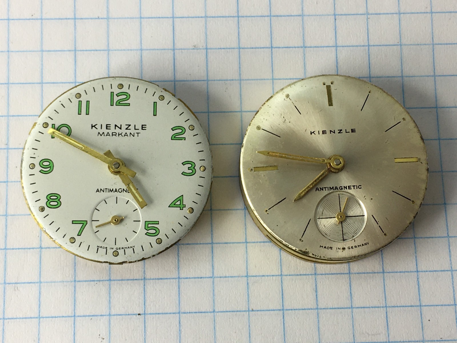 Vintage men’s wristwatch movements Kienzle 2 pcs For parts
