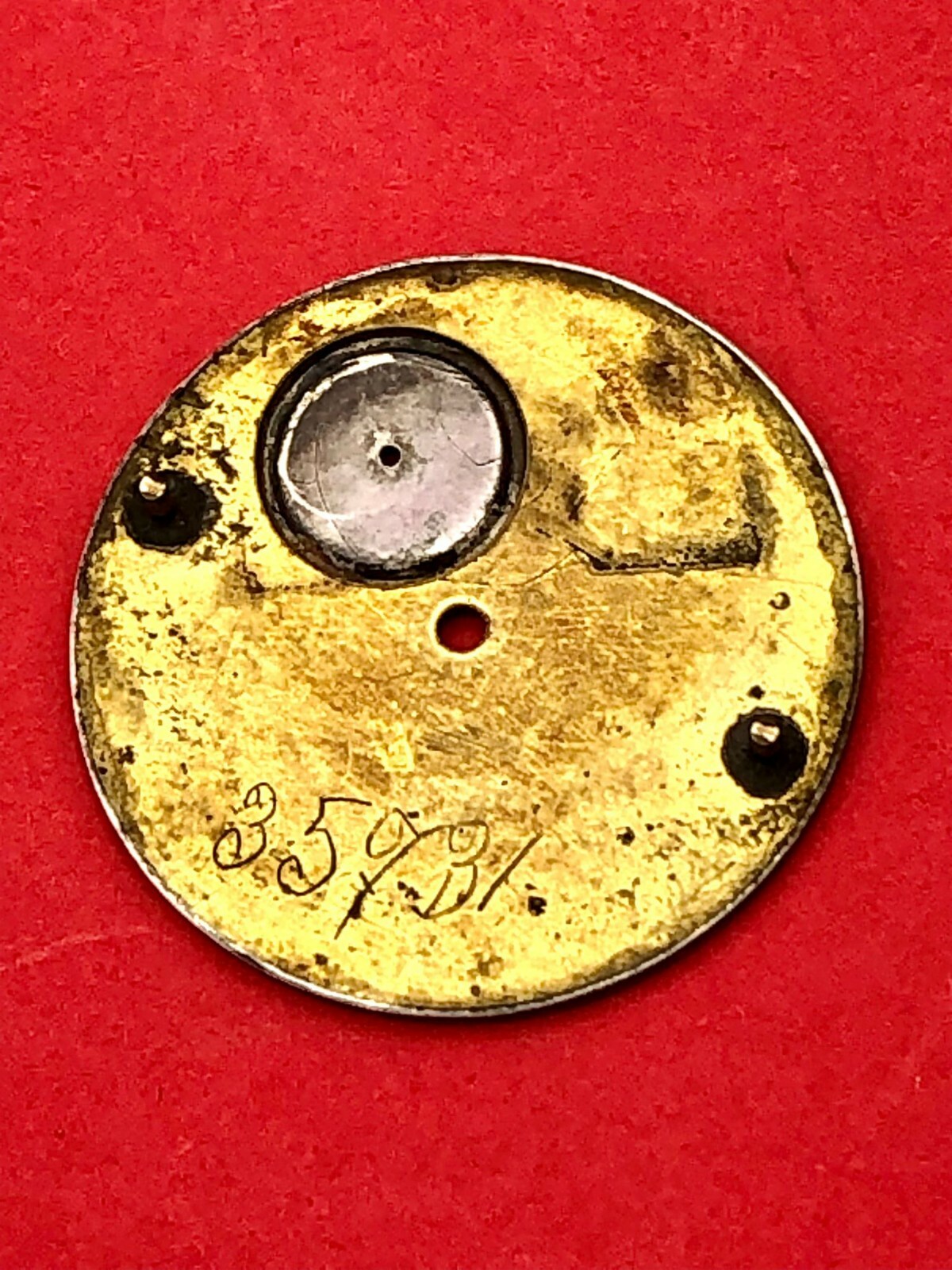 antique 1850 solid silver (and gold) 31.6mm pocket watch dial