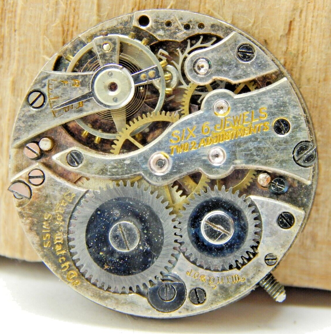 Vintage Windsor Dagot watch co 6 jewel 2 adjustment 3/0s watch movement w/ dial