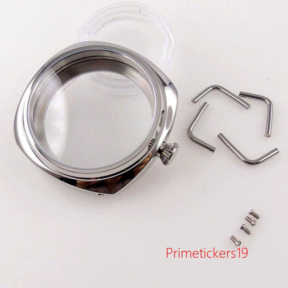 45mm Stainless Steel Watch Case Sandwich Dial Hands Fit ETA6497 6498 ST3600 3620