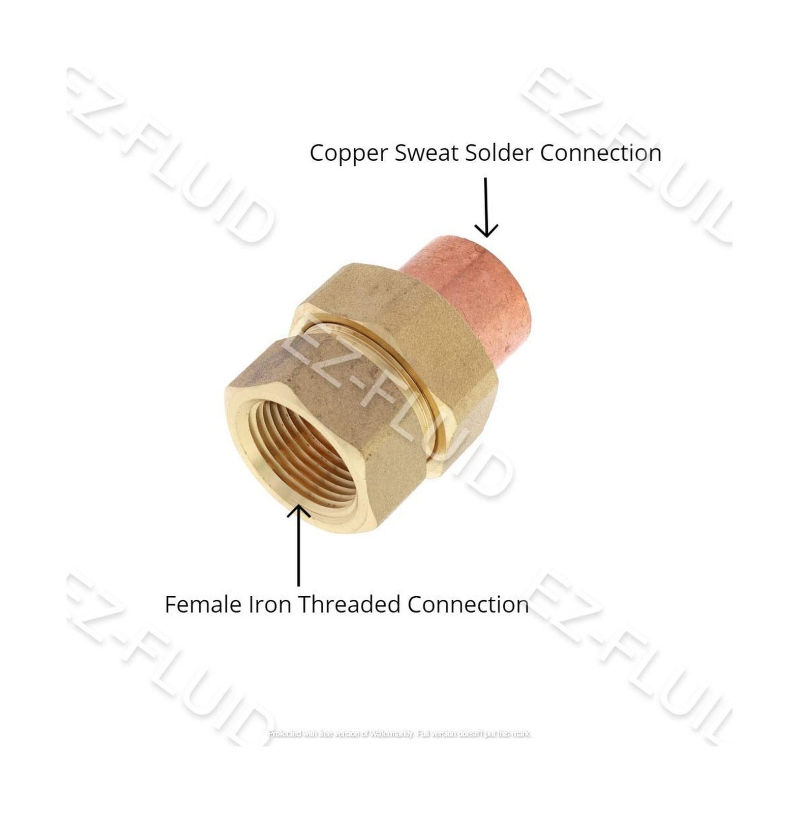 EZ-FLUID Plumbing 1″ C X FIP Brass Copper Pipe Union C x Female Iron Threaded…