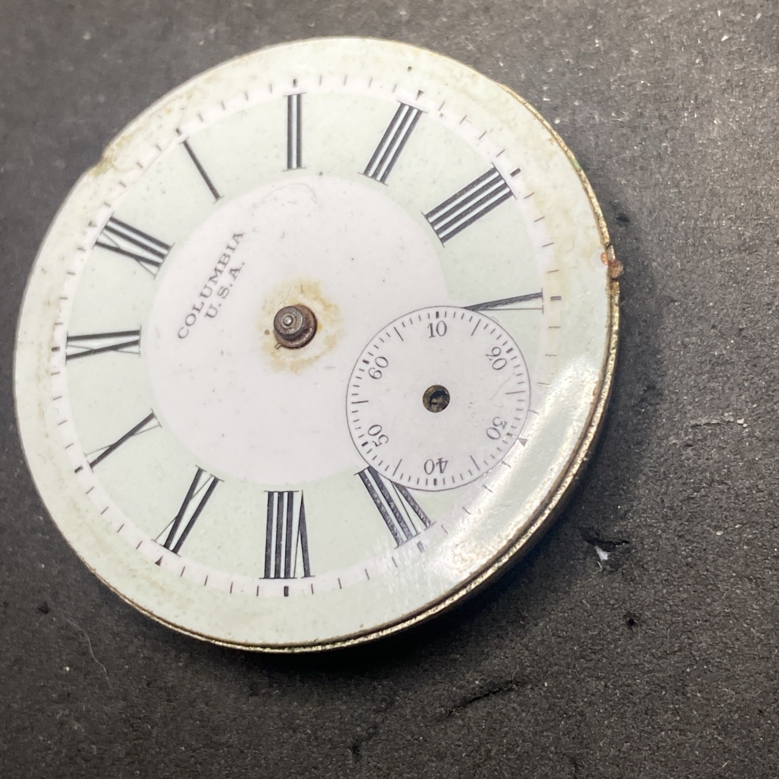 Columbia USA Pocket Watch Movement Green Dial Hunter 6s 7j Parts F8897