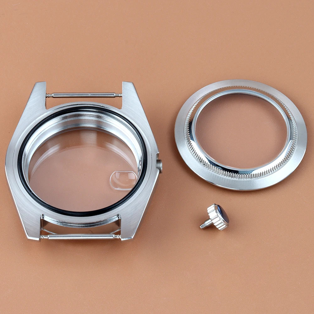 36mm 39mm Watch Case Round Flat Edge For NH35 NH36 28.5mm Dial Steel Date