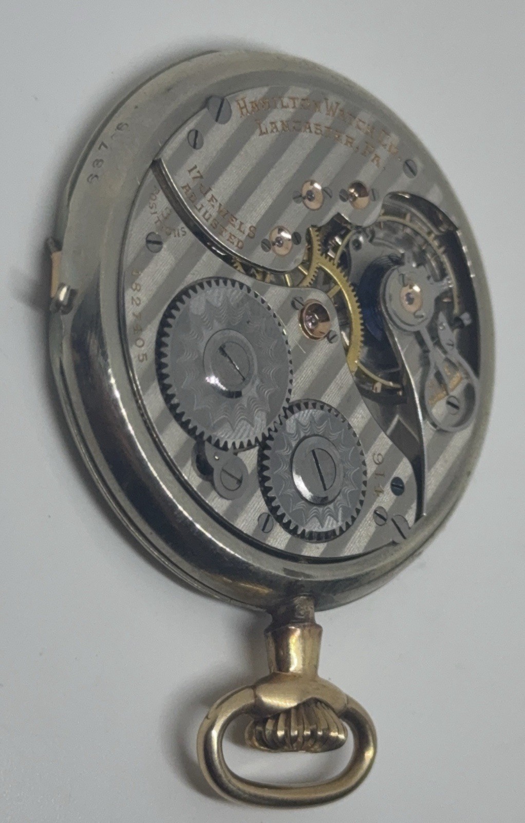 Hamilton Pocket Watch 914 Movement 17 Jewels 3 Positions 1917 12s Does Not Run