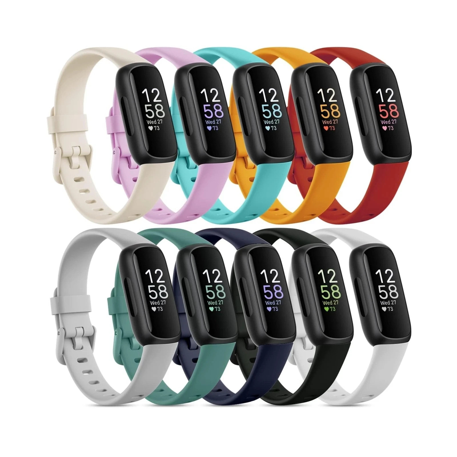 10 Pack Compatible with Fitbit Inspire 3 Bands,Soft Sport Bands Sil… Fast Ship