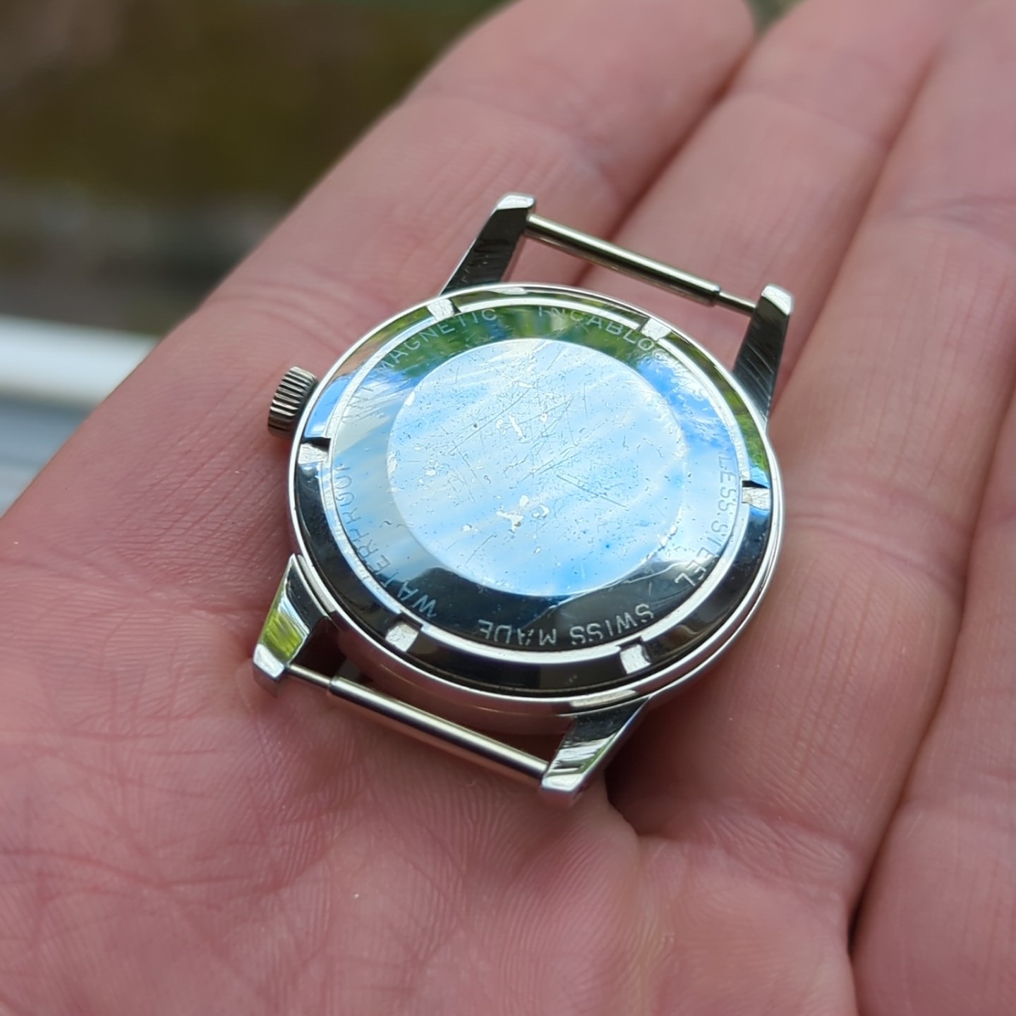 1960s Swiss Steel Waterproof Watch Case 33mm For Movement Rehoming (WD)