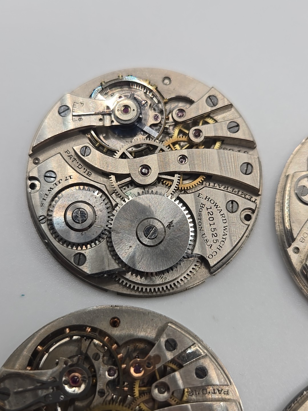 Lot Of 4 Antique E Howard Pocket Watch Movements 12s For Repairs