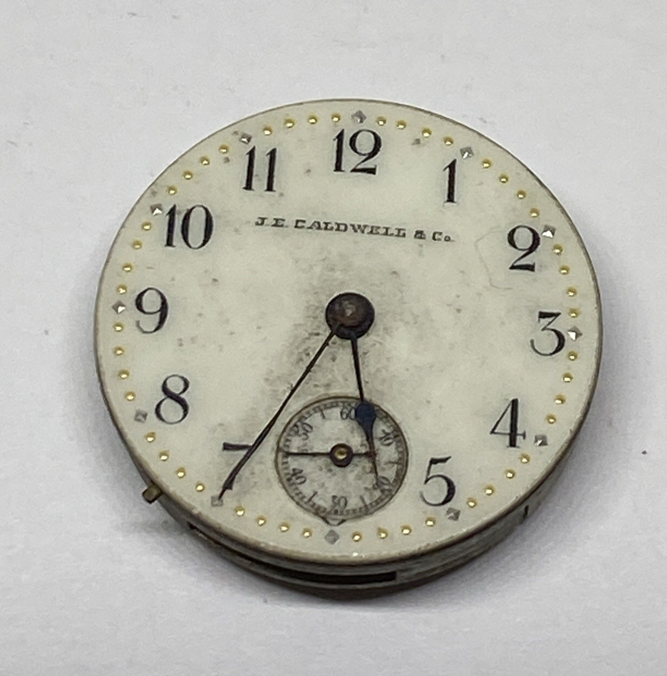 Vintage J.E. Caldwell 15 Jewel Watch Movement Dial & Hands For Parts Or Repair