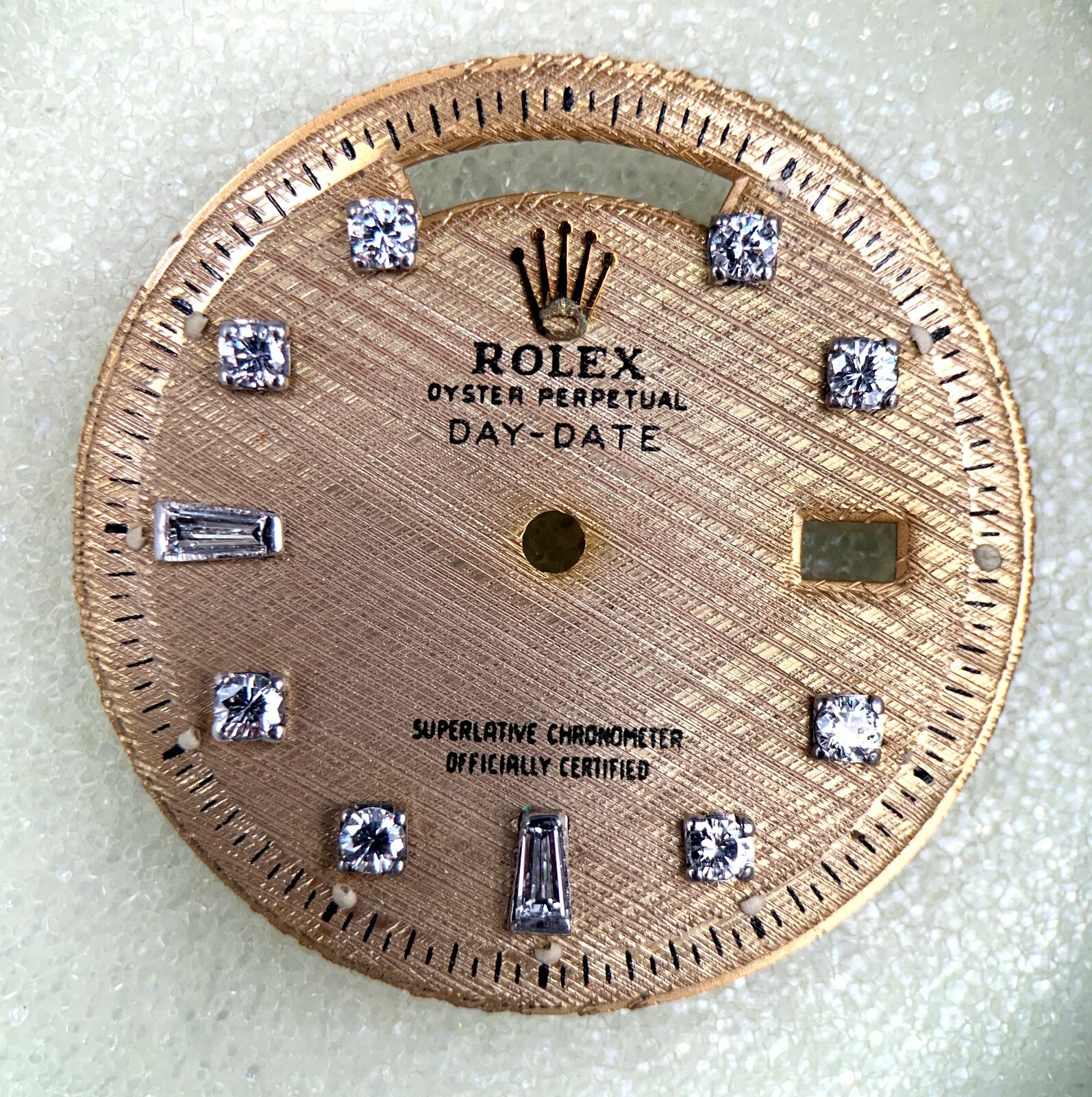 Gents Vintage Dial for Rolex President 36mm-Engraved Champagne with Dia Markers