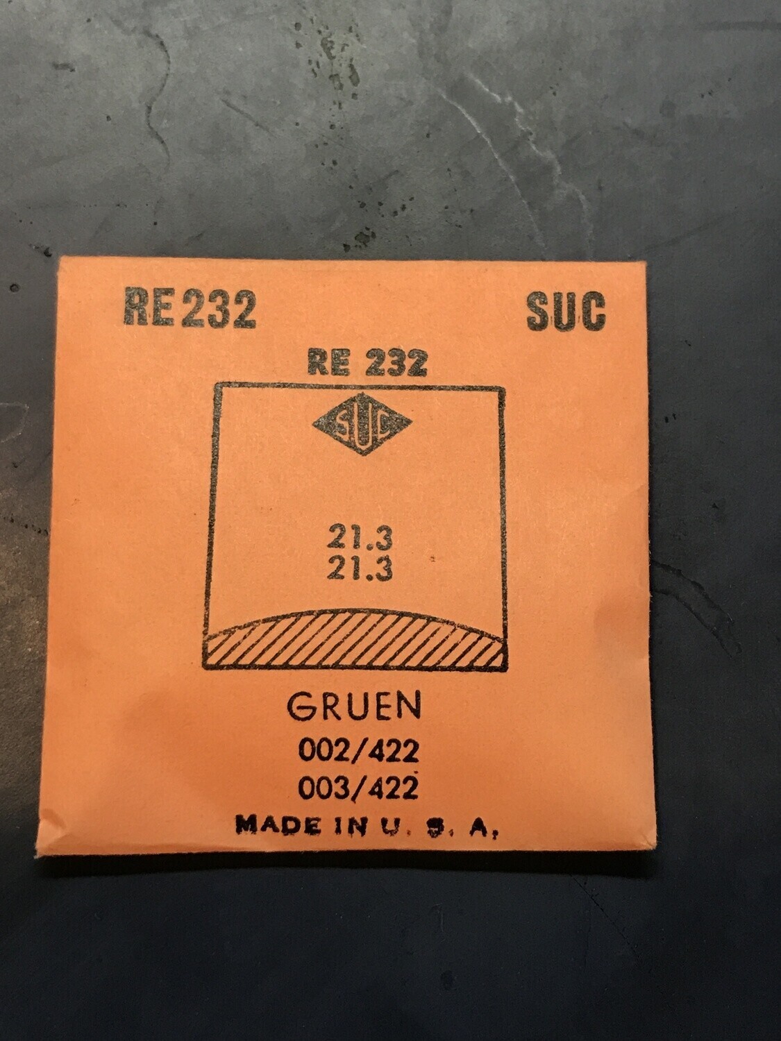 SUC Rocket Crystal RE 232 for GRUEN 002/442 & 003/442 – 21.3 x 21.3mm – New