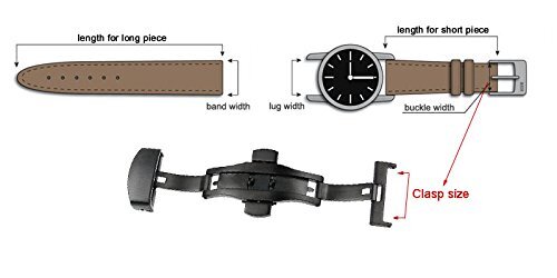 RECHERE Brushed Matte Push Button Butterfly Deployment Clasp for 22mm Black