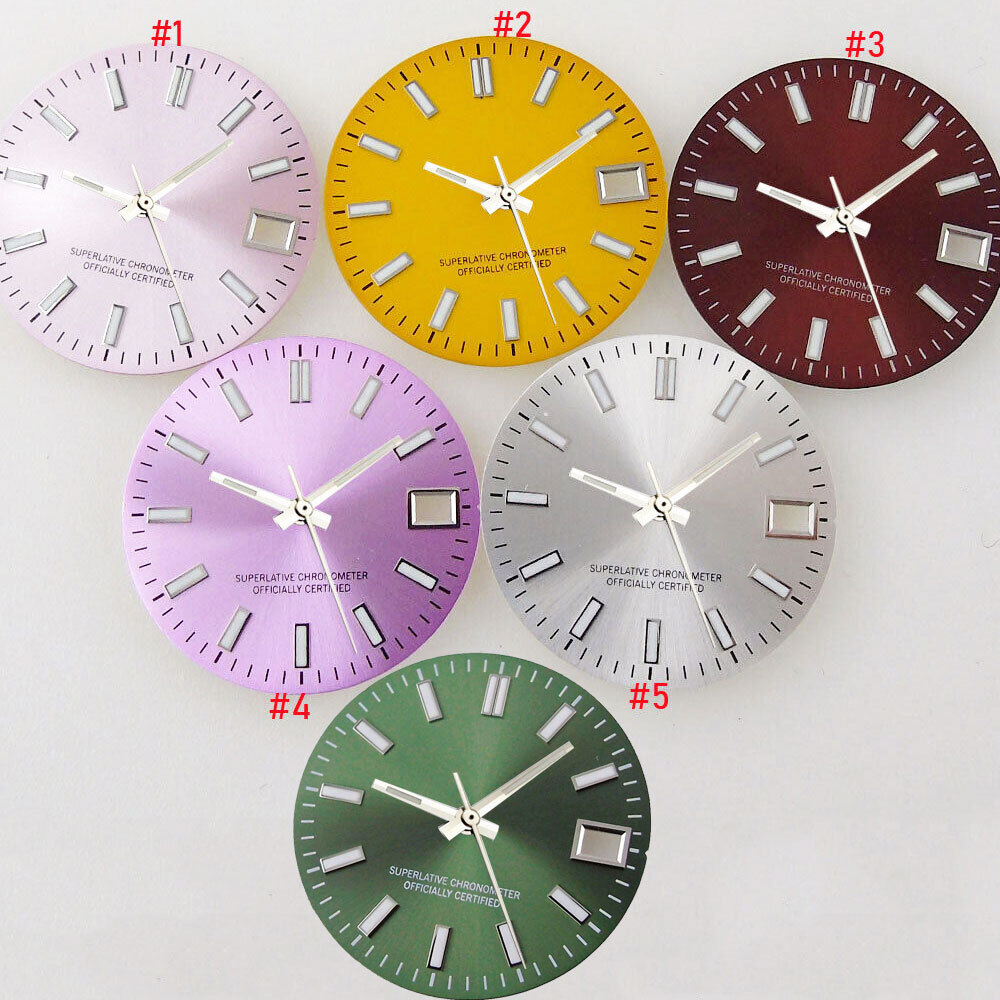 BLIGER 28.5mm Sunburst Pink Silver Watch Dial Face Fit For NH35A NH36A Movement