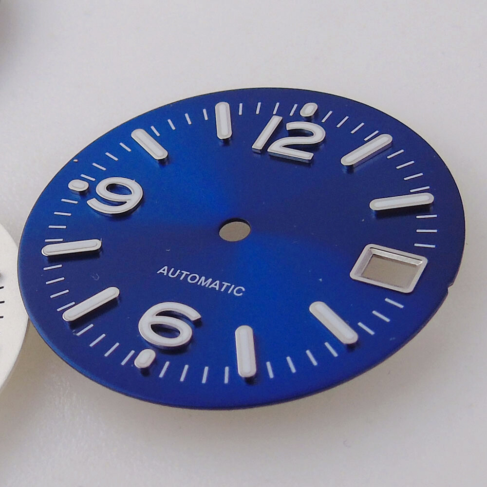 29mm Blue/Black/White Sunburst Dial For NH35A NH36 Silver Edge Hands Watch Parts