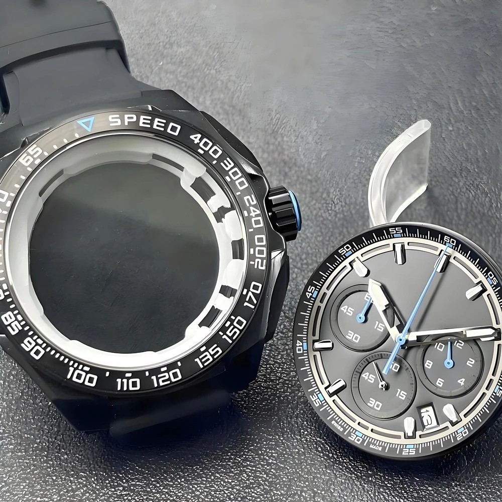 42mm Watch Case Chronograph Metal VK63 Movement 18.5mm Strap Accessories
