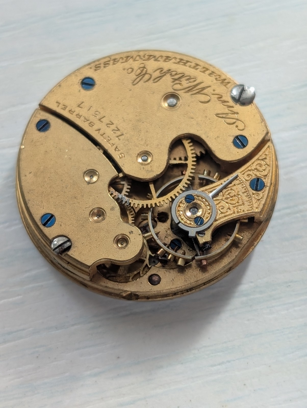 Waltham Grade AM.W.Co Model 1891 0S 7J Pocket Watch Movement (Runs/Untested)
