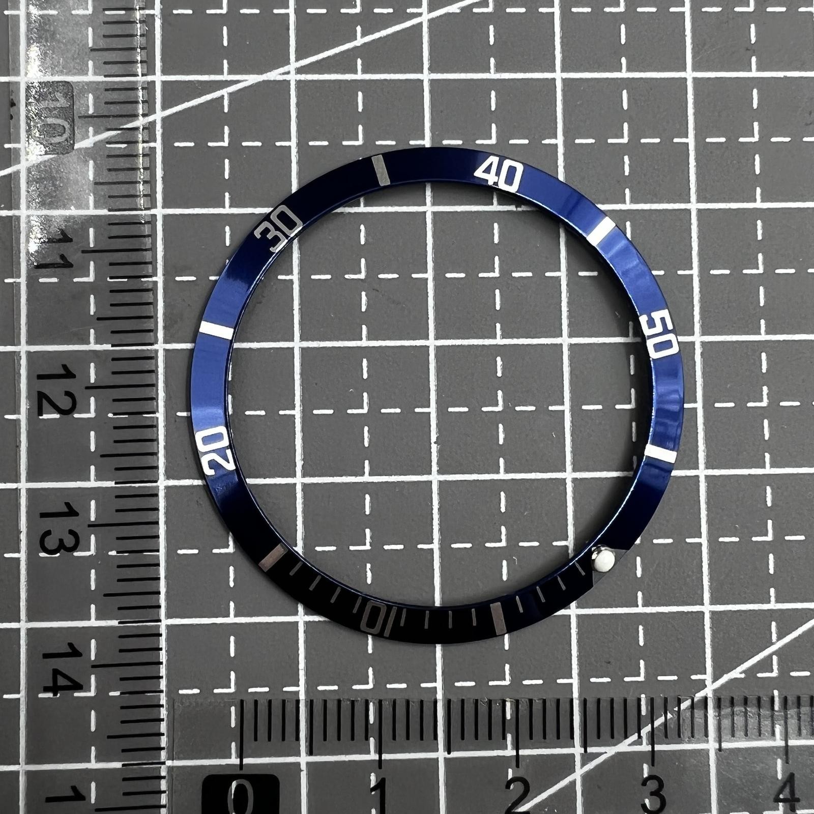 36.5*30.8mm Vintage Aluminum Alloy Slope Green Luminous Dark Blue Watch Bezel