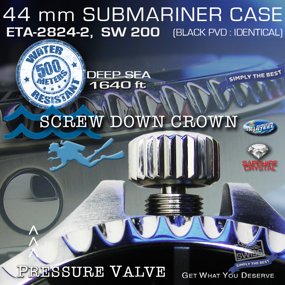 SET: CASE SUBMARINE 500M,1640 FT- CLASSY DIAL, for ETA 2824-2 or SW 200