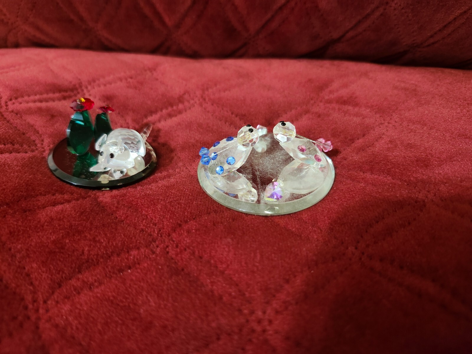 Vintage Crystal Figurines 2 Pieces Lady Bugs and Armadillo 80’s CFL