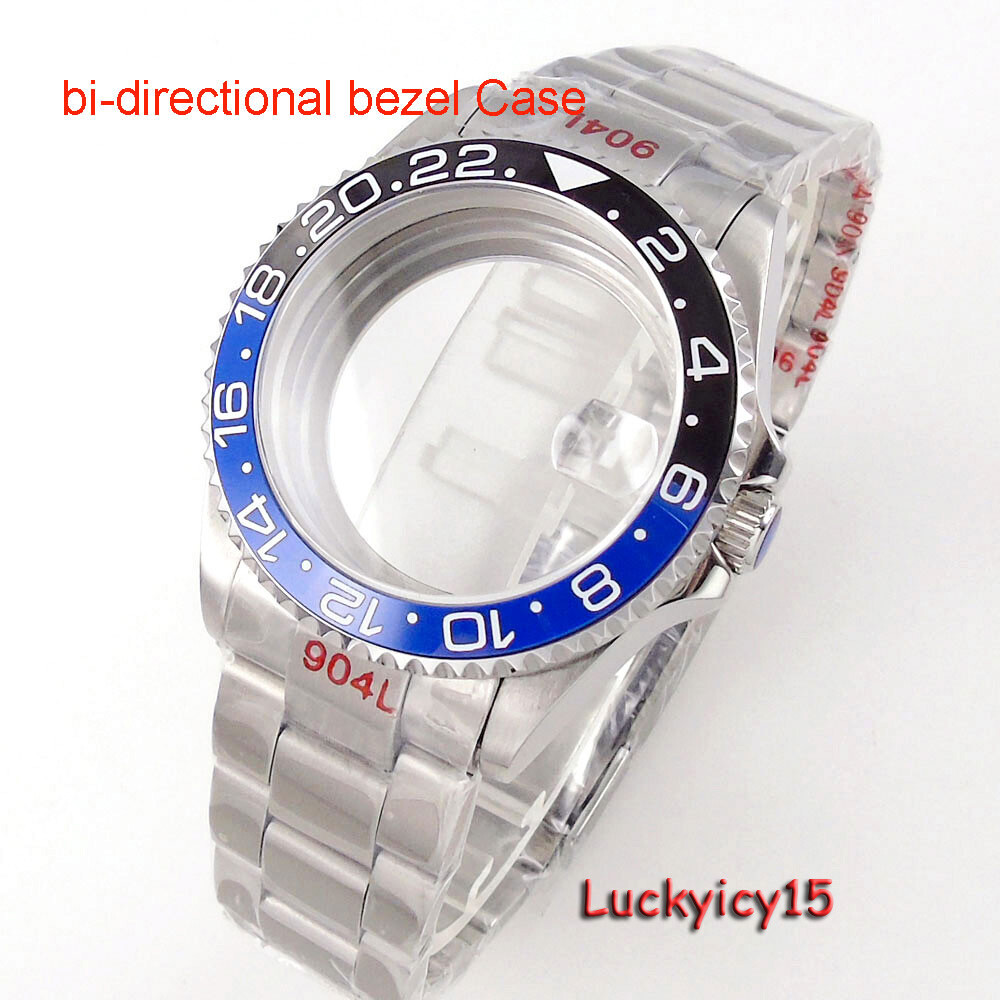 40MM bidirectionally Black Rotate Ceramic Bezel Accessories Parts Sapphire Glass