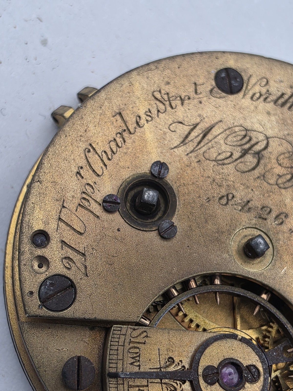 W.B. Box London Northampton Antique Size 12 Pocket Watch Movement 8426 Lot 418