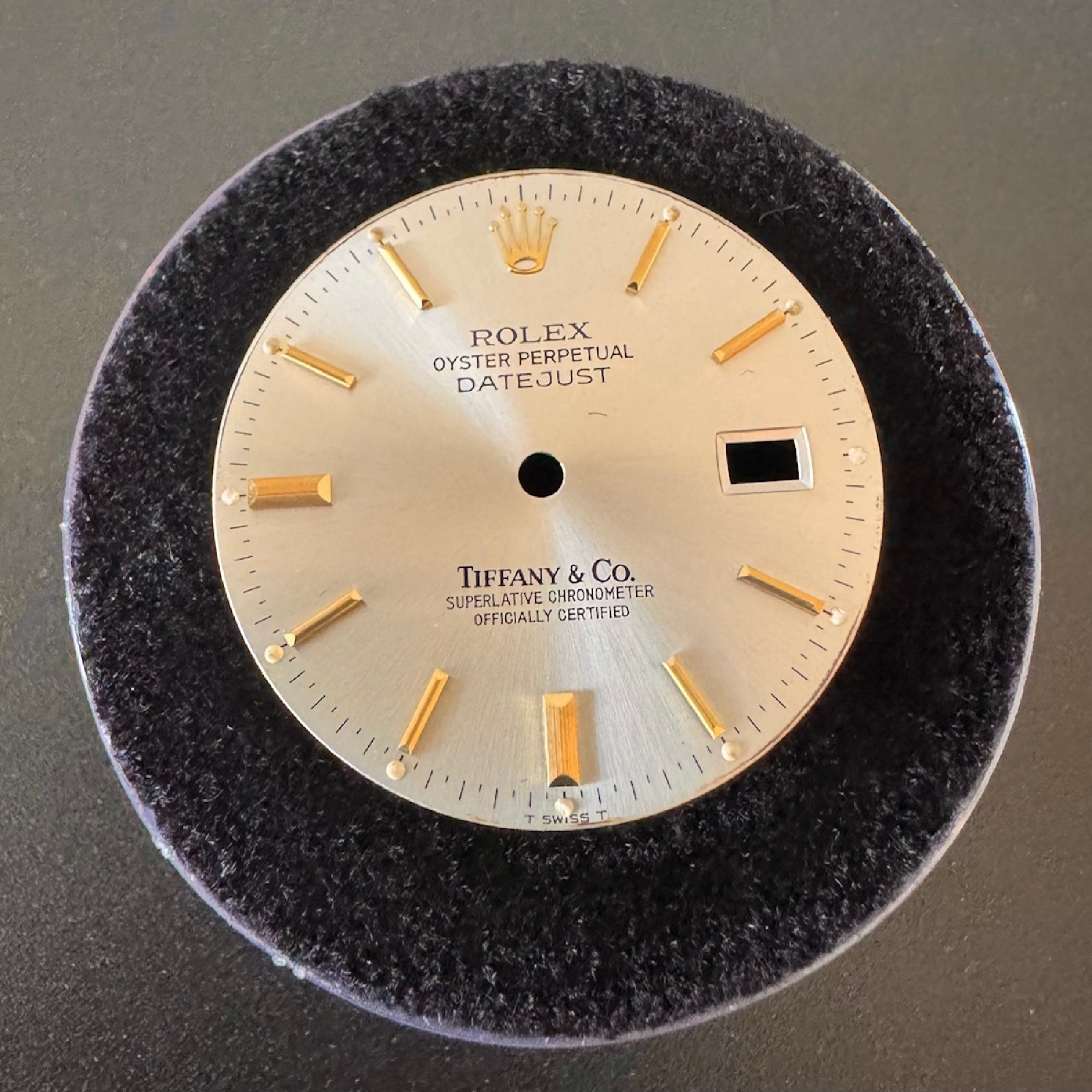 Genuine ROLEX Tiffany & Co Dial Silver Dial Gold Markers Mens Datejust 16013