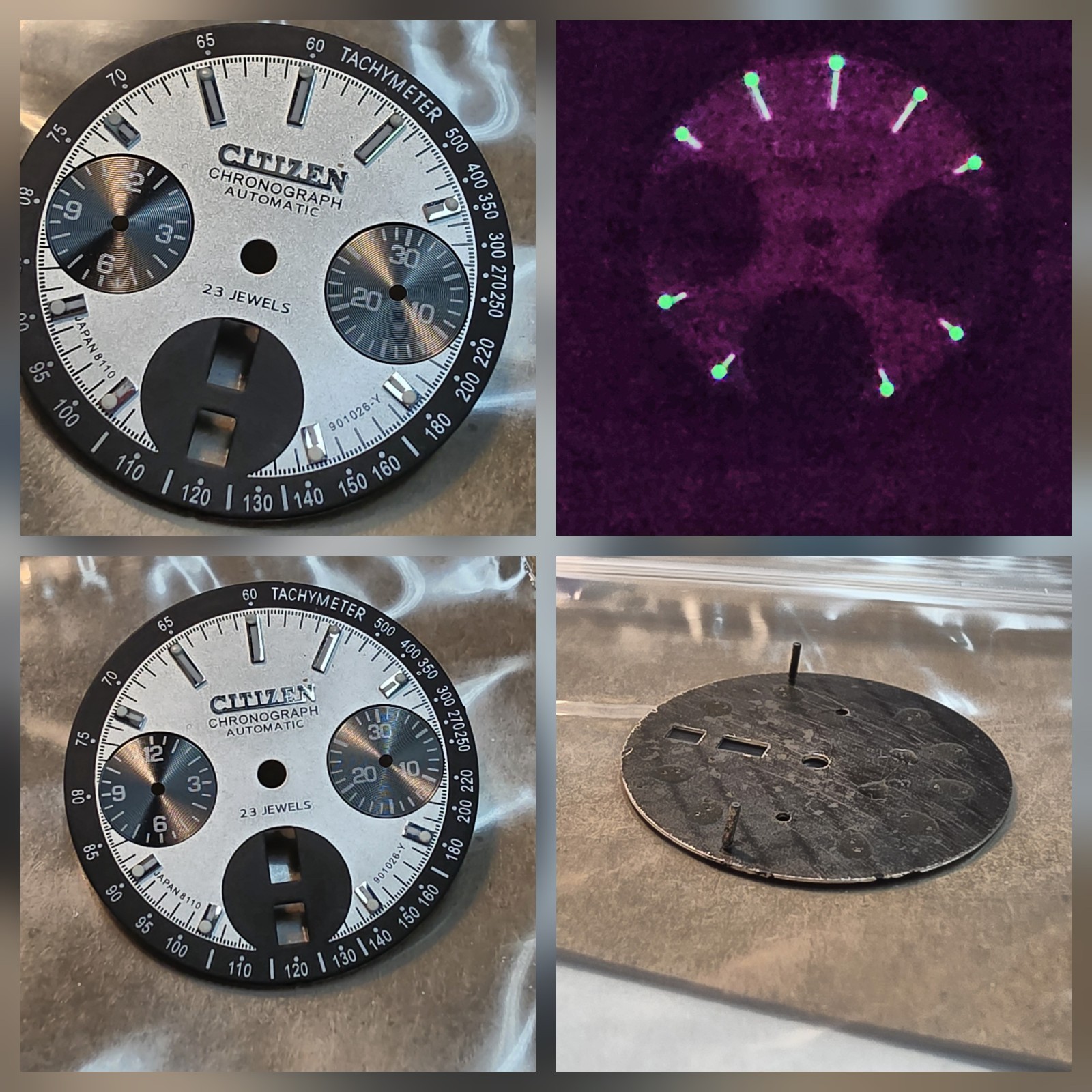NOS? Citizen 8110A Automatic Flyback Chrono Bullhead 23j Black/Silver Panda Dial