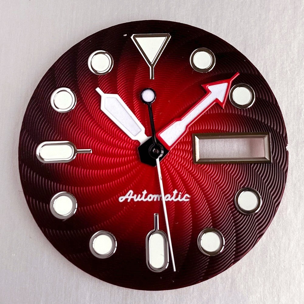 29mm Date Week Fit NH36A NH36 Red Sunburst Watch Dial Luminous Watch Parts