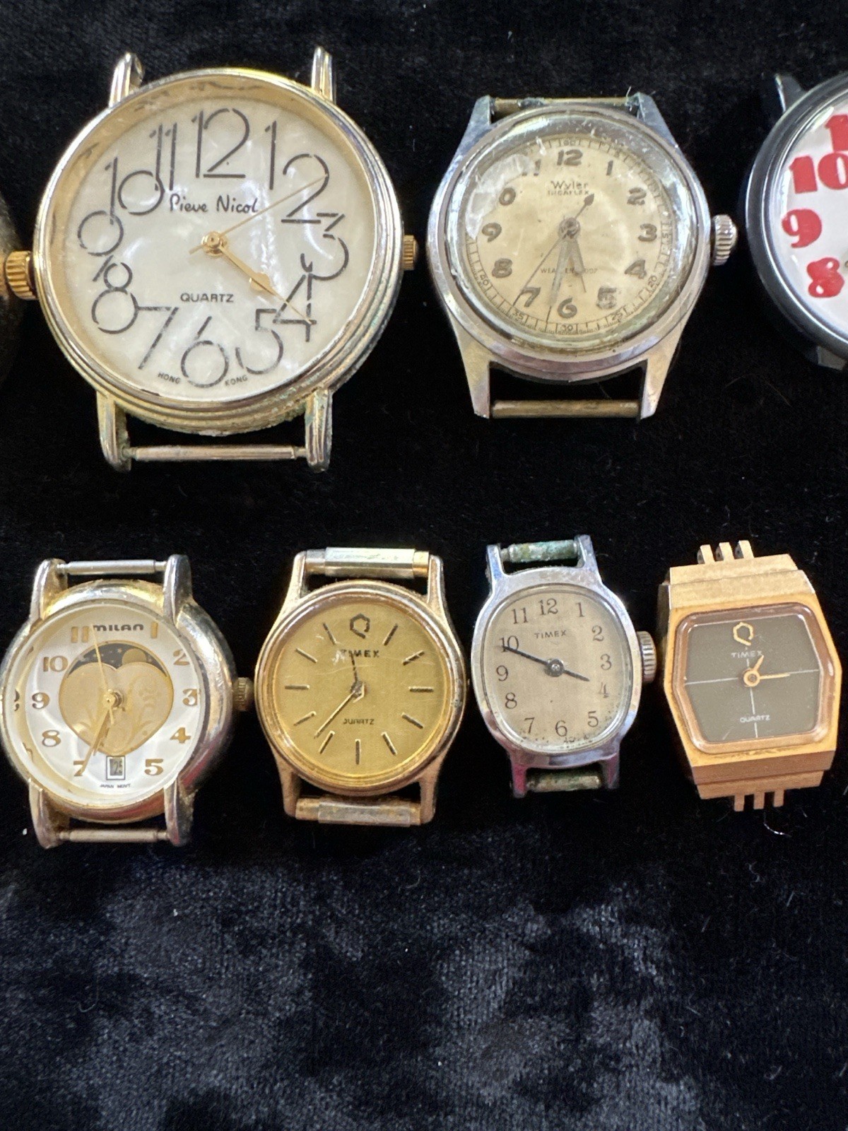 Vintage Watch Lot 8 Pc Timex Lorus Mickey Mouse Wyler Parts Repair Untested