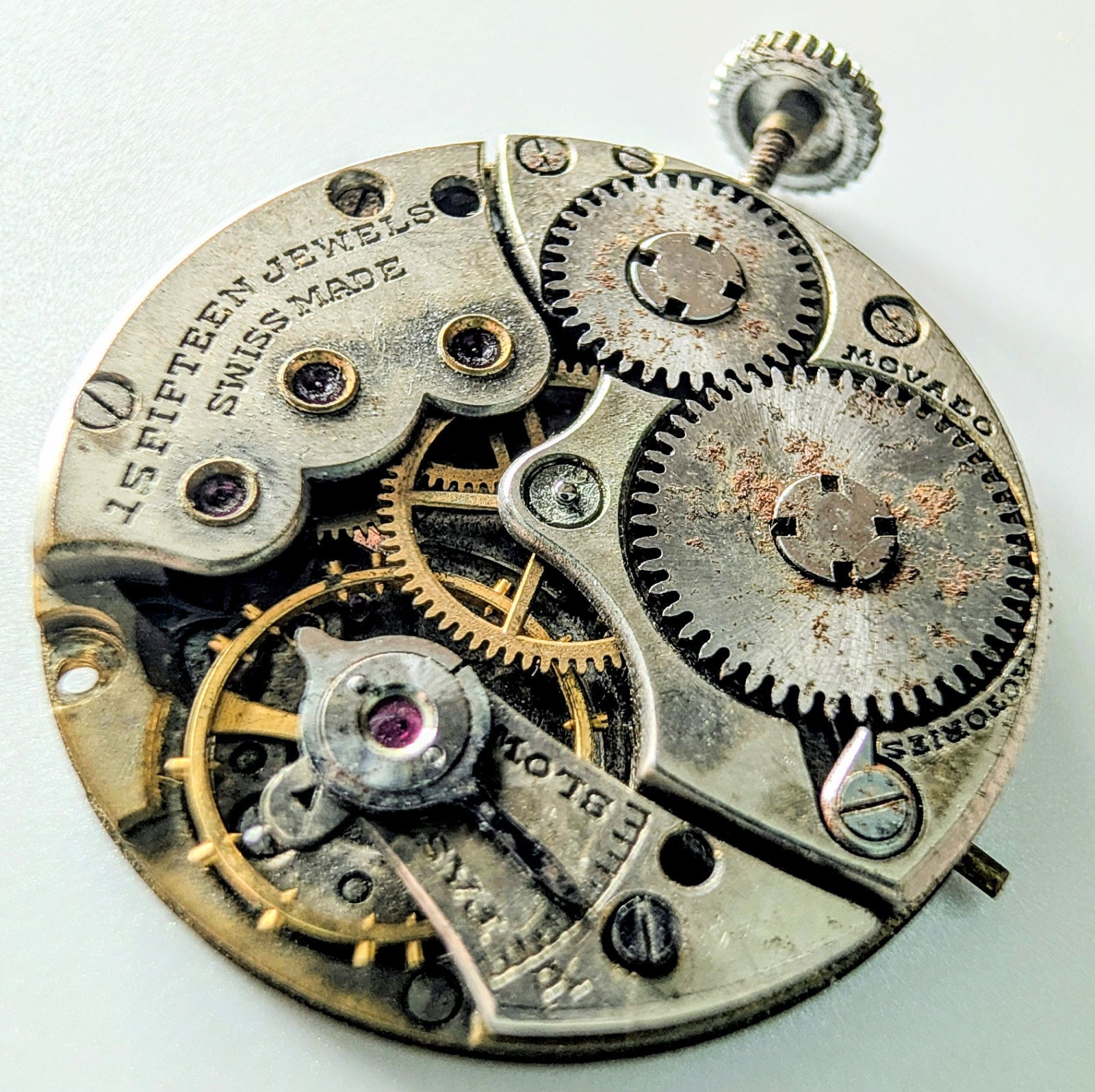 1940s Swiss Movado Triple Date cal 470 Watch Movement Dial Case Spares Repairs