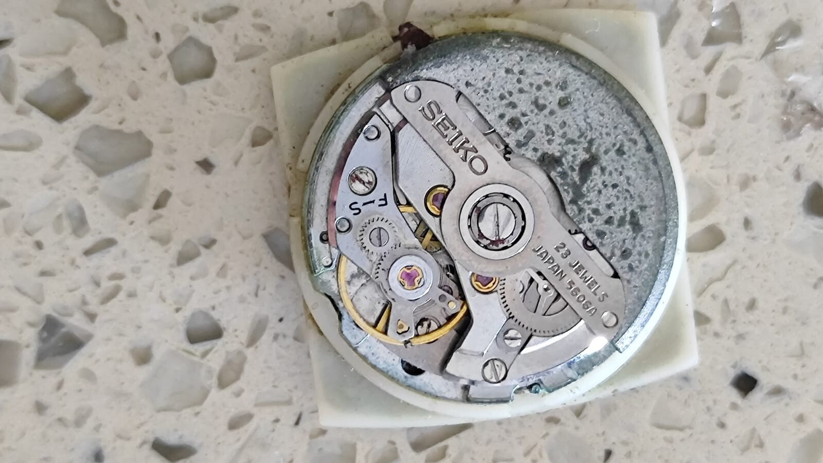 SEIKO 5606 LM Movement with dial &hands Not Working Good Balance Used