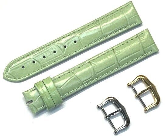 Watch Band For Cartier Tank Antique Alligator Grain Size 18x16mm L. Green Color