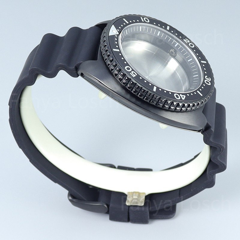 45mm PVD Balck Steel Watch Case Strap Modify Skx009 Mod For Seiko NH34 35 36 38