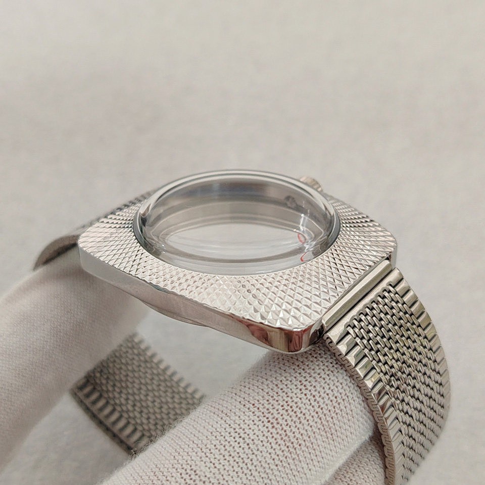 36.5mm Geometric Design Stainless Watch Case Mineral Glass for Nh35/36 Movement