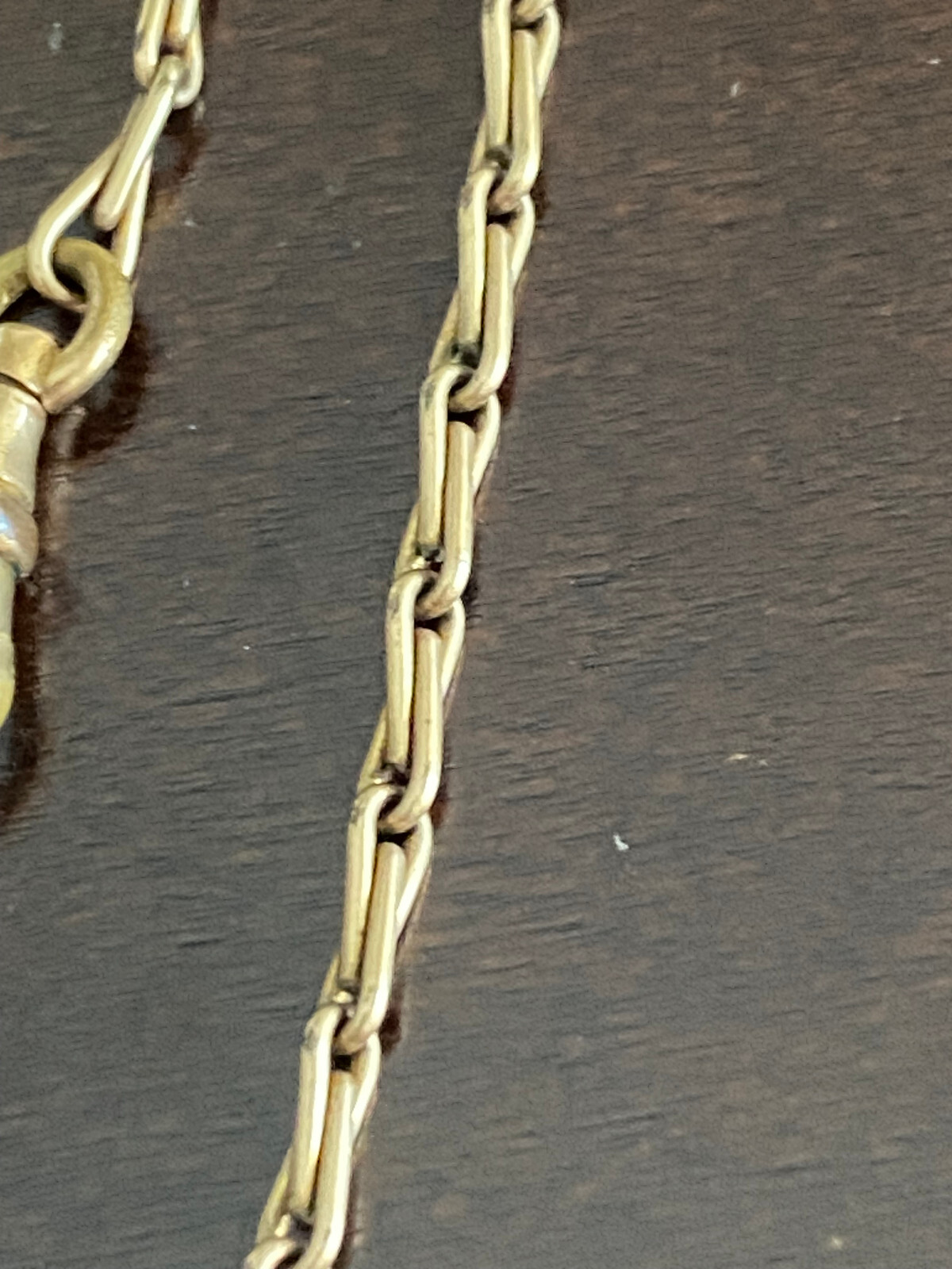 VINTAGE 13 INCH 1/2TH YELLOW GOLD FILLED A.MG.&CO. POCKET WATCH CHAIN, COOL LINK