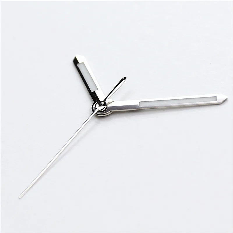 Polished Silver Watch Hands Green Blue Lume Fit for NH34 NH35 NH36 Mod