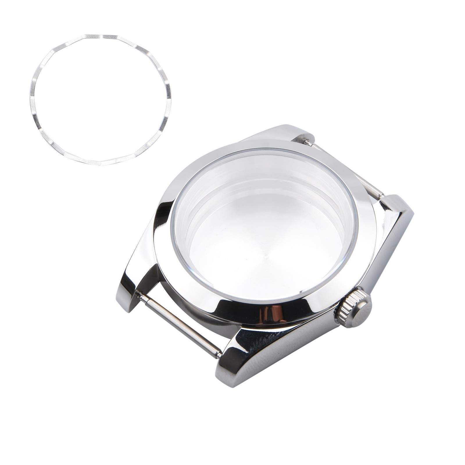 39mm Sapphire Glass Watch Case Shell With Crown& Gasket For Seiko NH35 NH36