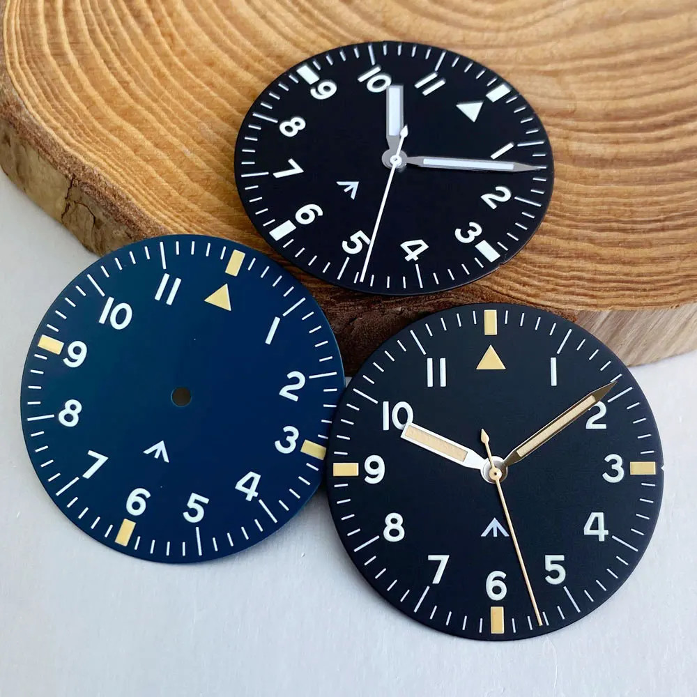 Tandorio New 33.5mm No Logo Blue/Black Mod Watch Dial For VH31/PT5000/NH35 NH36