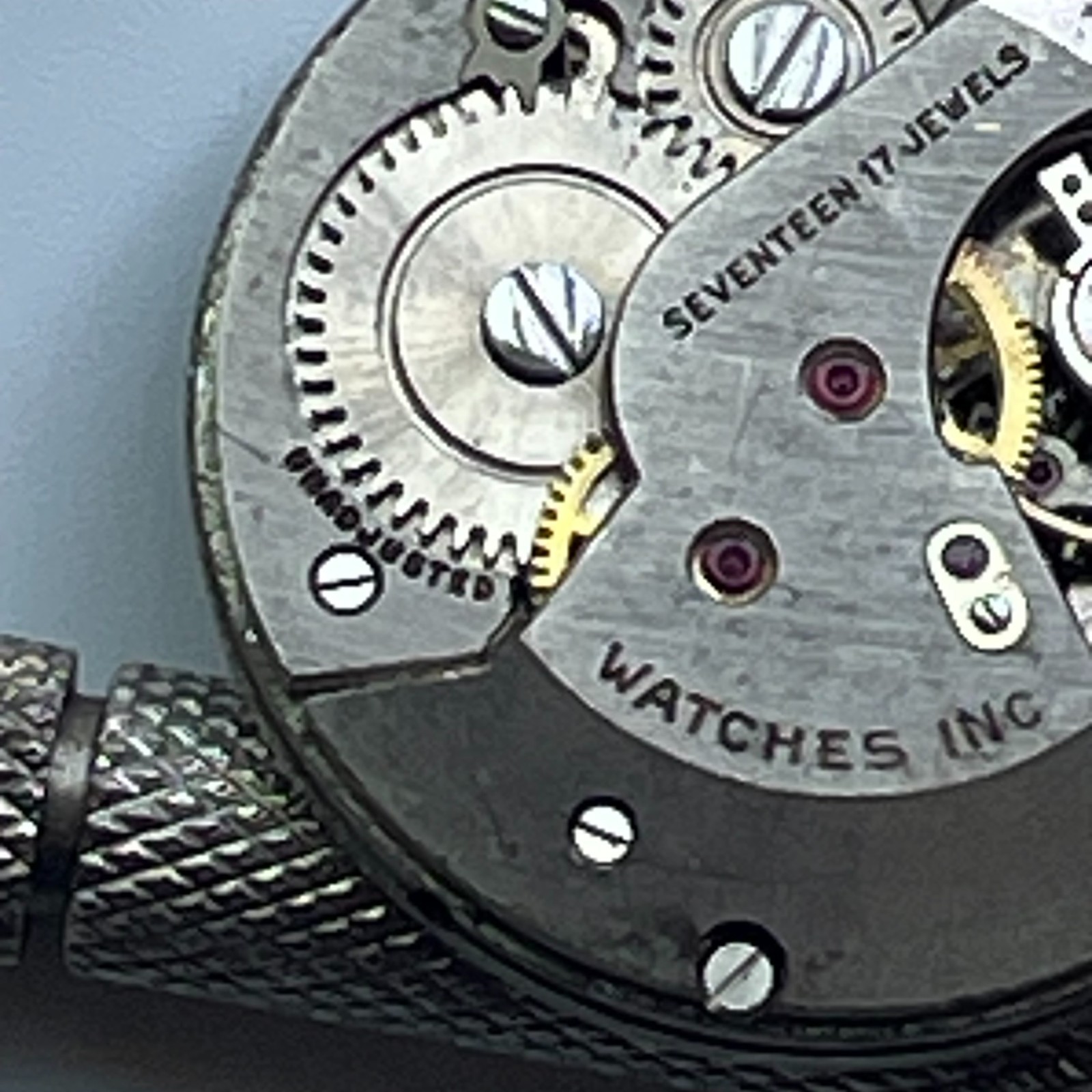 Vintage CROSBY 17 Jewels Unishock Watch Movement & Dial Swiss Made Parts Repair