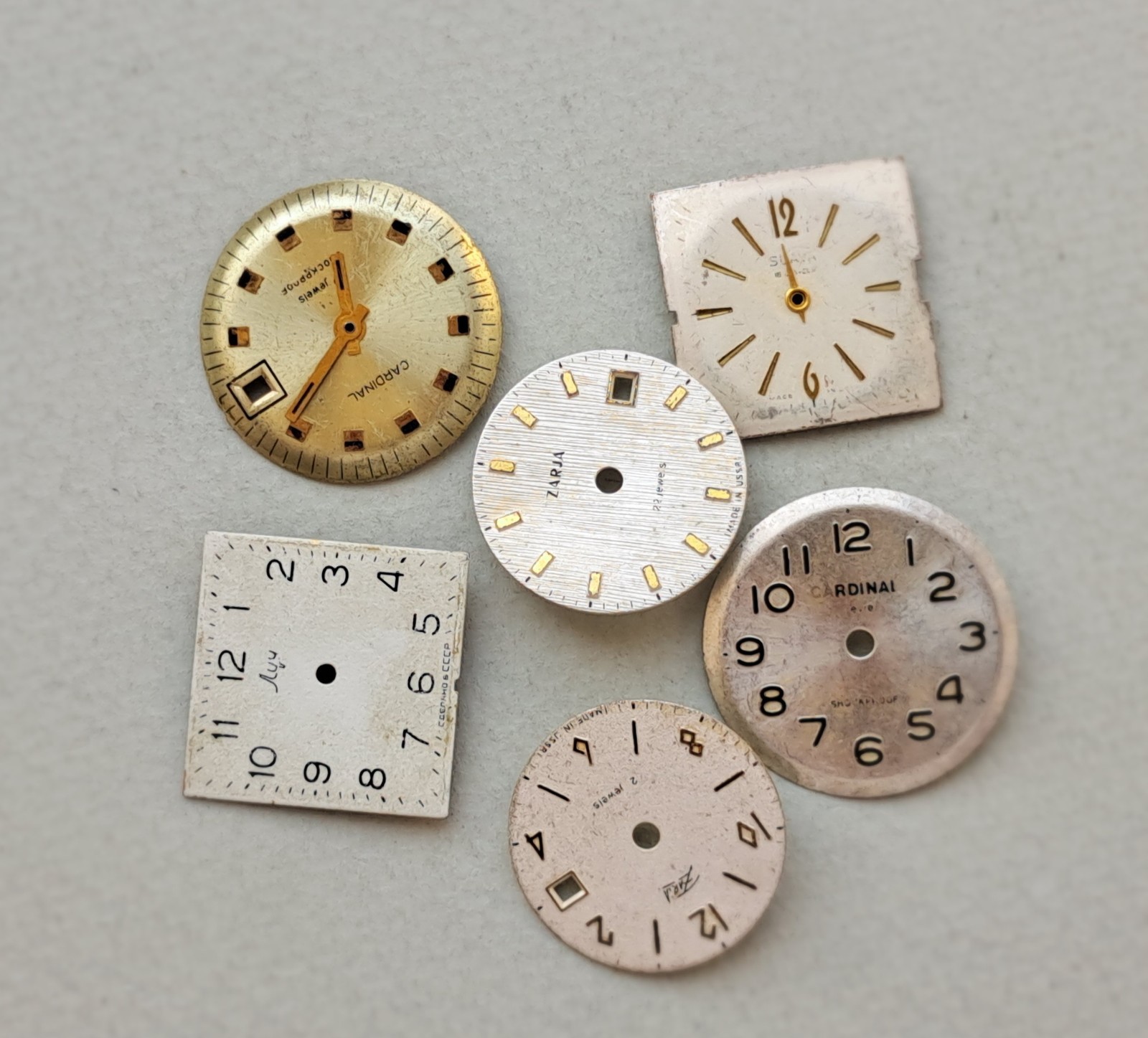 Lot of 25 Vintage Watch Dials • Mixed Shapes & Colors • USSR/Soviet • Steampunk