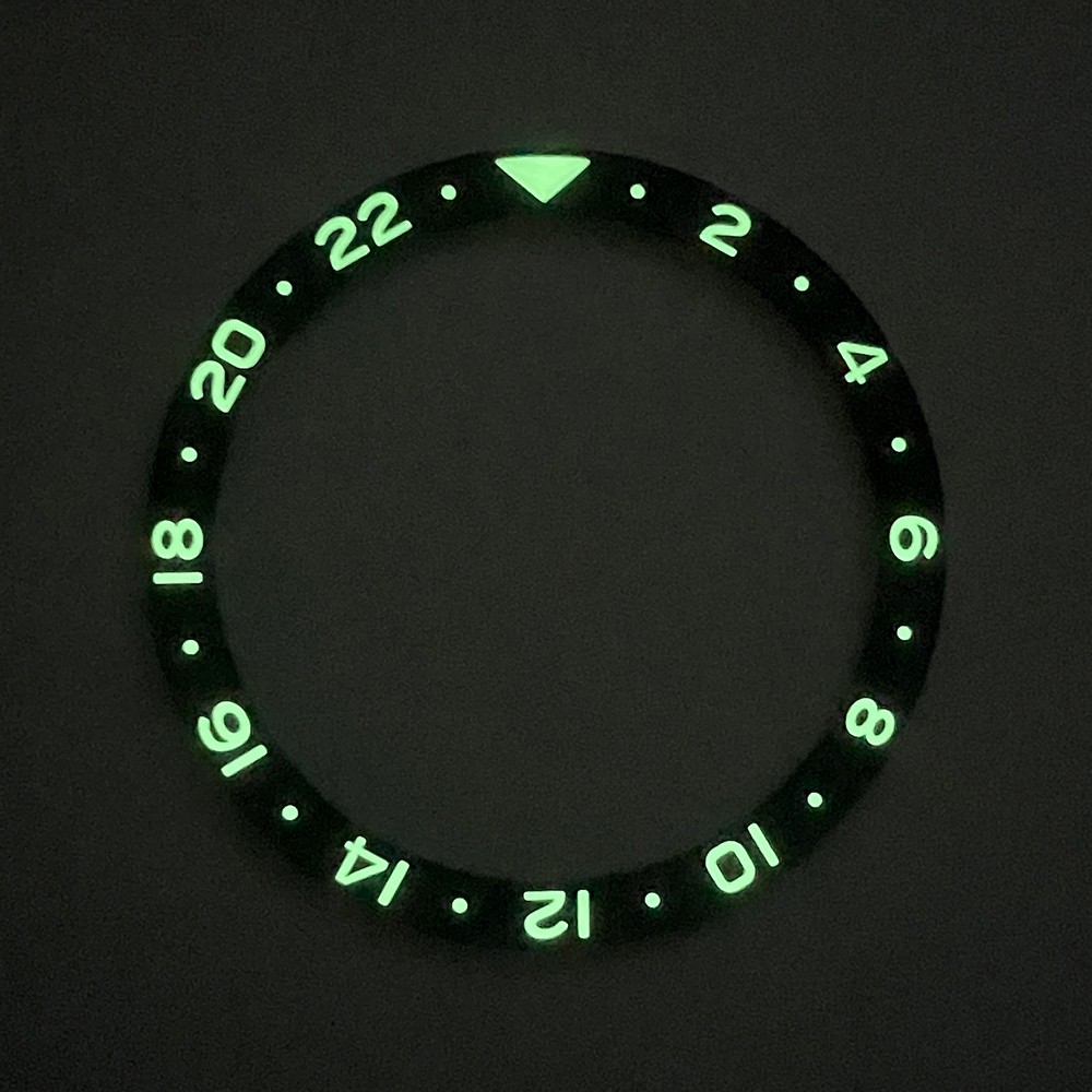 SKX007 Mod Flat Ceramic Bezel Insert 38mm Black Blue 24H GMT with C3 BGW9 Lume