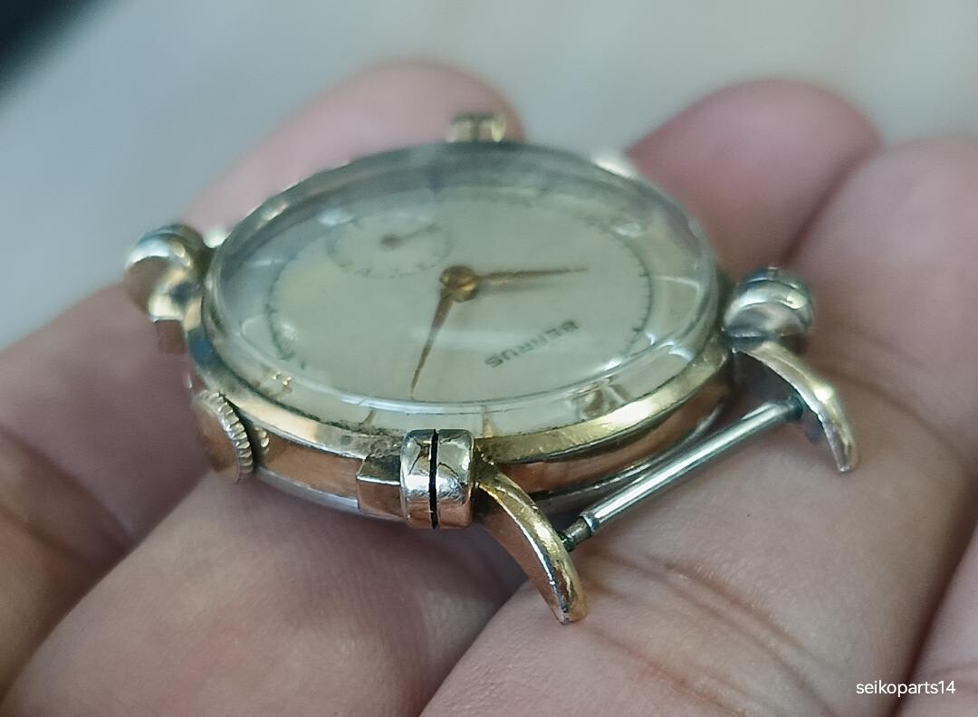 ORIGINAL BENRUS BB 4 ANTIQUE 1950s 10K ROLLED GOLD PLATE PARTS REPAIR ETA 900
