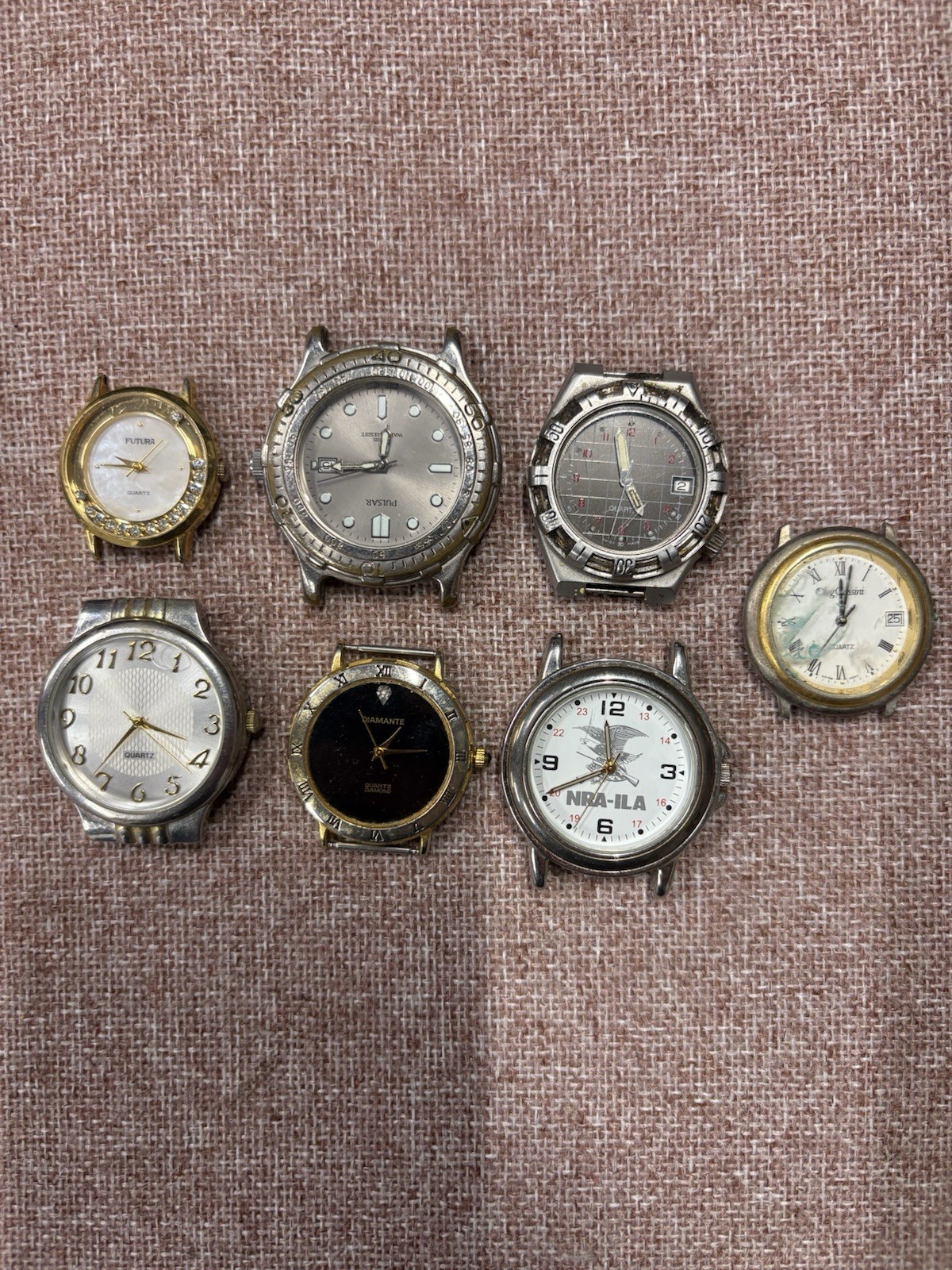 Lot Of 7 Watch Cases Without Bands For Parts Or Repair.