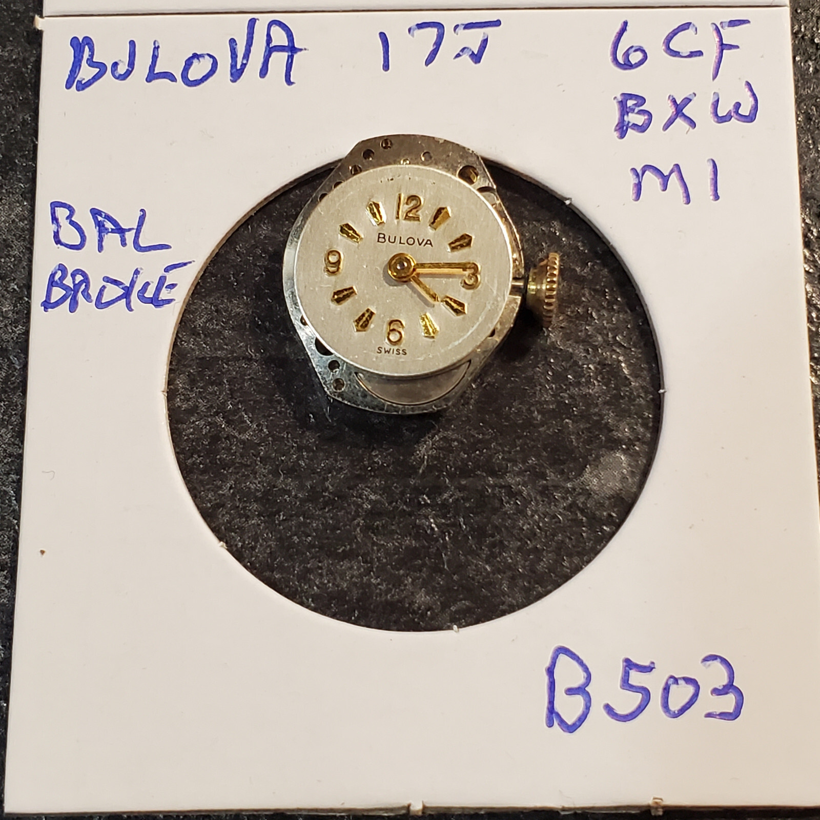 LADIES BULOVA 17j 6CF BXW M1 WRIST WATCH MOVEMENT #B503