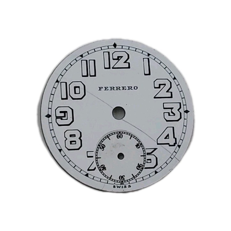 Ferrero 28.3mm Sunk Enamel Swiss Pocket Watch Dial Only 1835