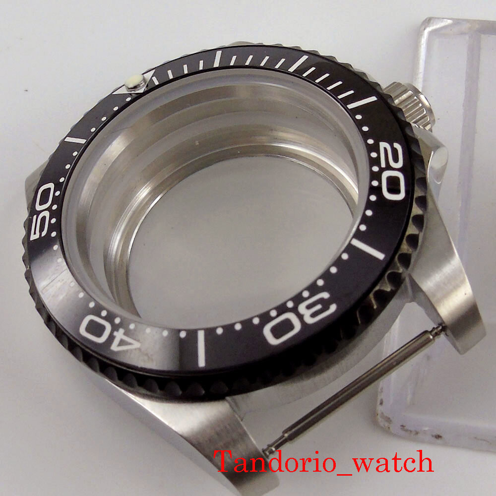 Fit NH35A NH36A Movement 40mm Watch Case Black PVD Ceramic Bezel Sapphire Glass