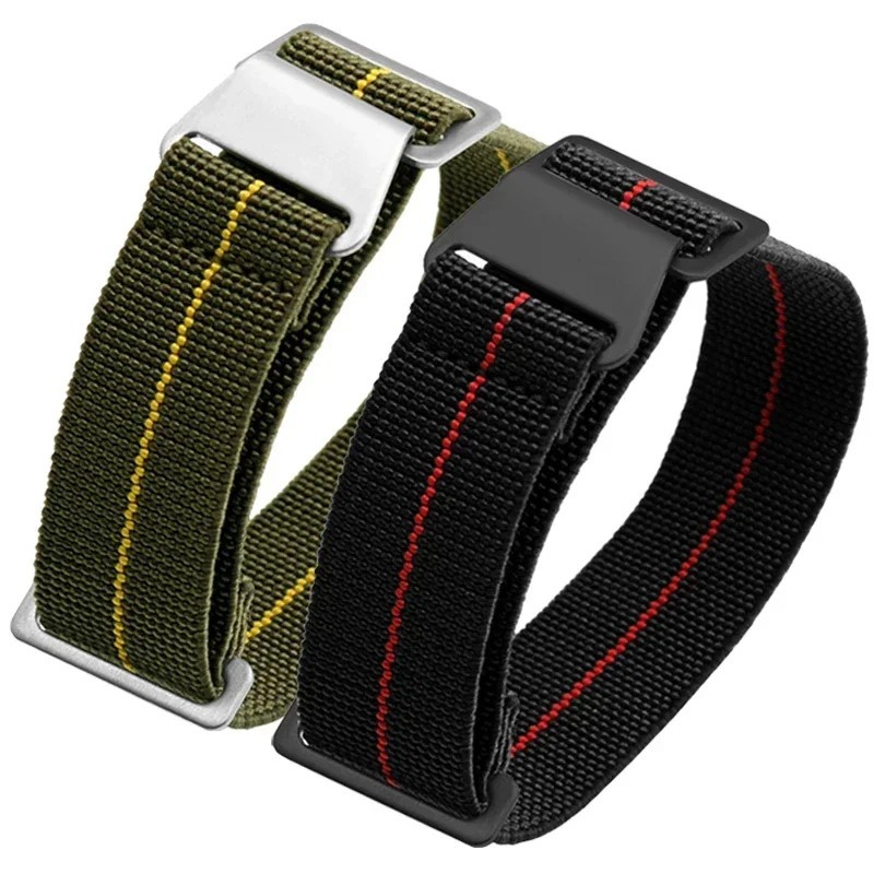 60s French Troops Parachute Bag Elastic Watch Strap 20mm 22mm Nylon Watchbands