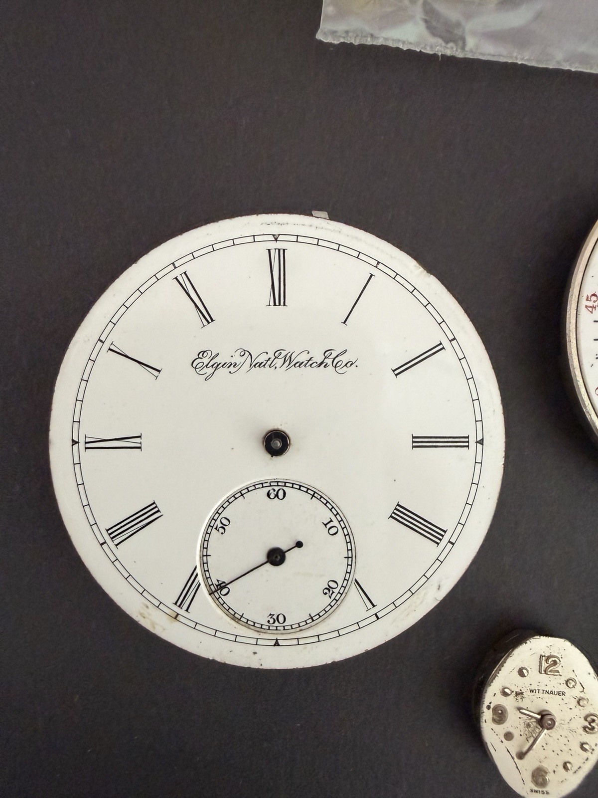 Vintage Lot of 4 Pocket & 1 Swiss Wrist Watch Movements Elgin Waltham Hampden