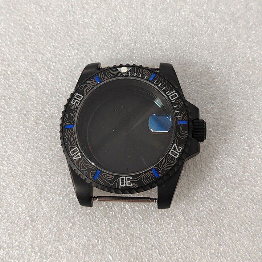 SUB 40MM Watch Case + Frosted Bezel Sapphire Glass for NH35/NH36 Movement
