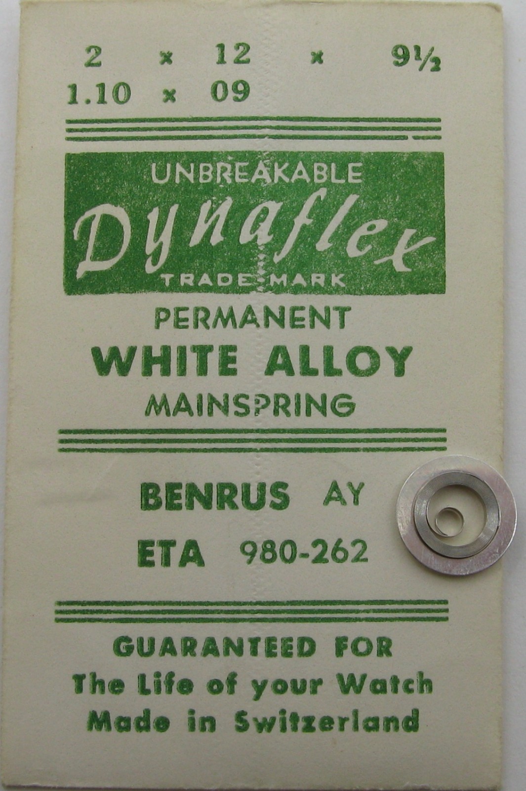 Eta 980 – 262 Benrus AY part: mainspring #770 * white alloy *