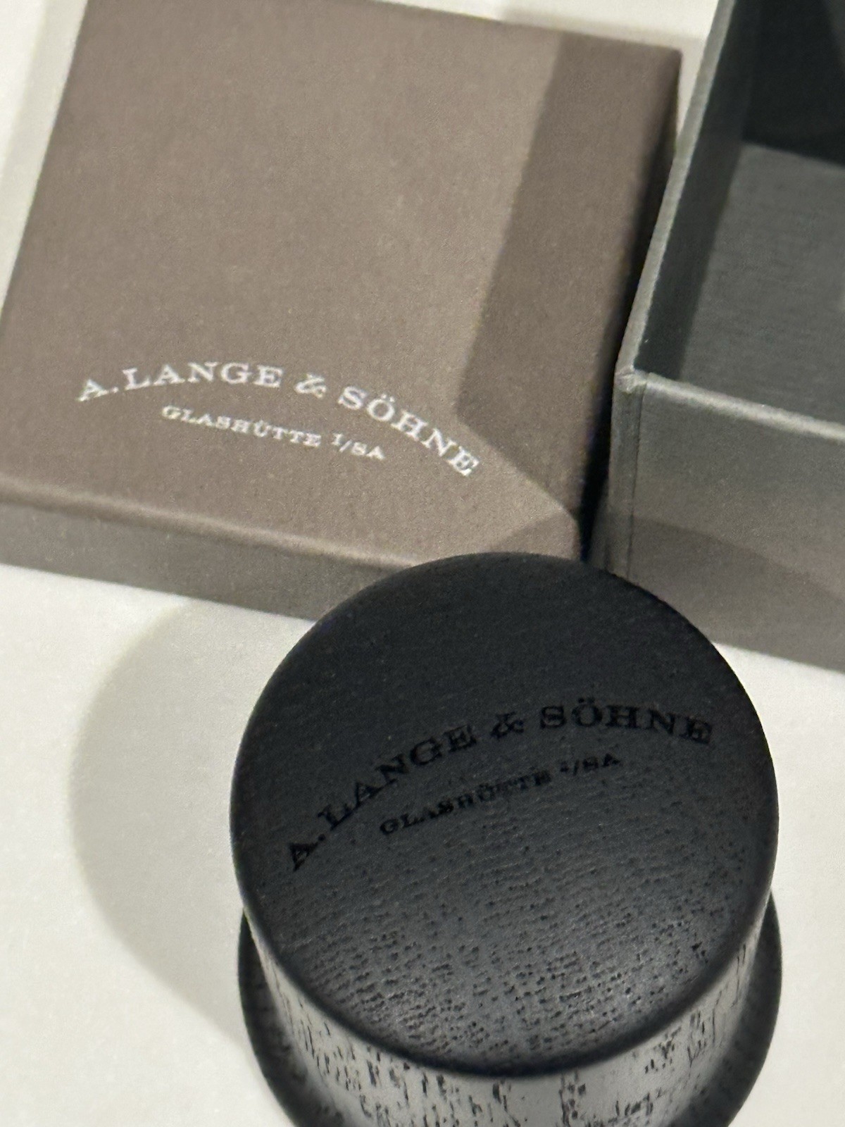 A Lange & Sohne Black Wood Watchmaker Jewelers Magnifying Eye Glass Watch Loupe